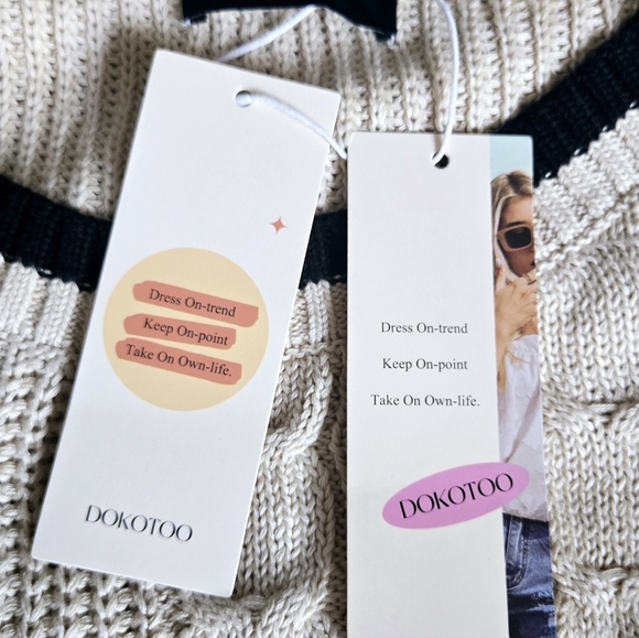 Dokotoo Tank Tops for Women Round Neck Cap Sleeve Color Block Cable Knit 2XL - Picture 8 of 10